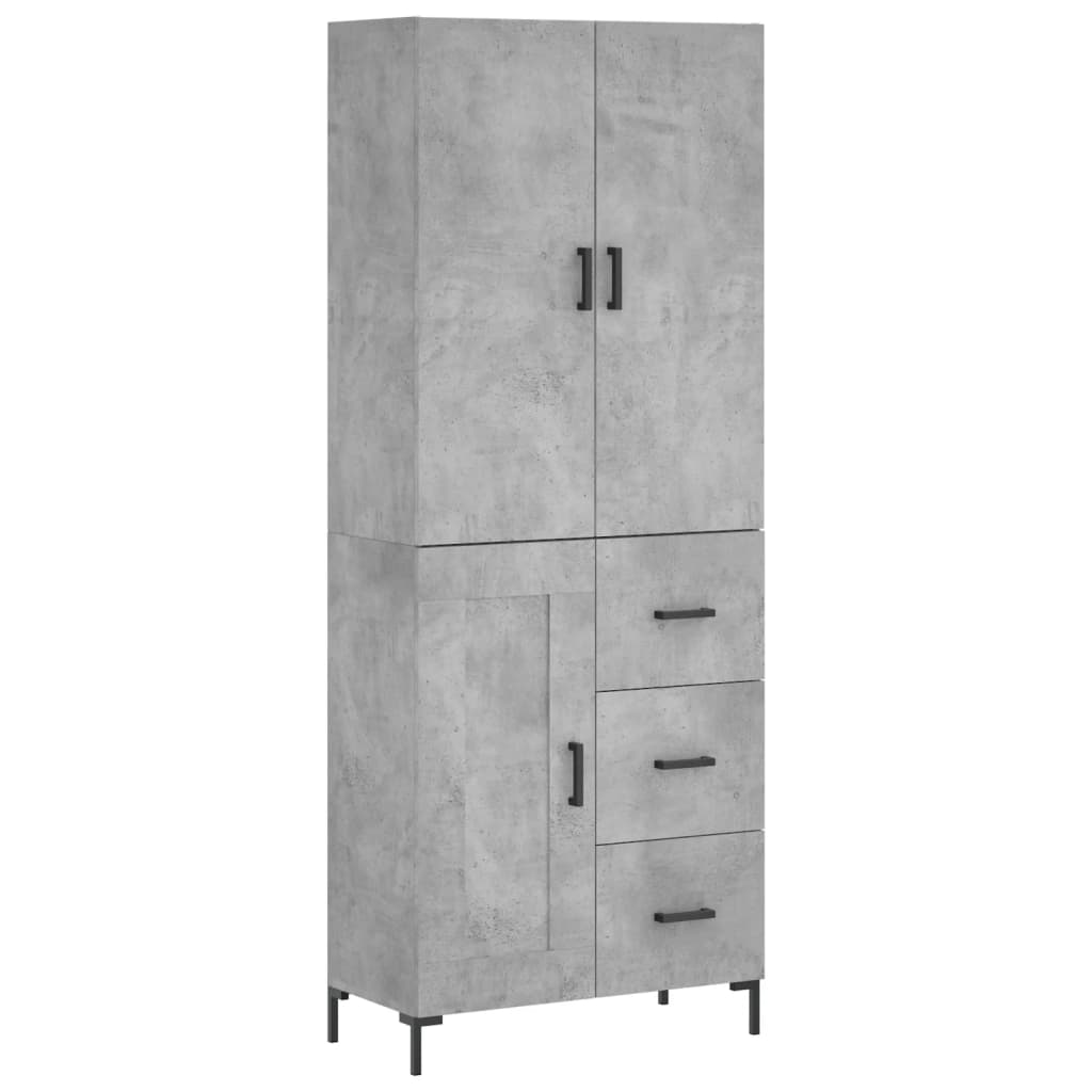 Visoka komoda siva betona 69,5x34x180 cm od konstruiranog drva