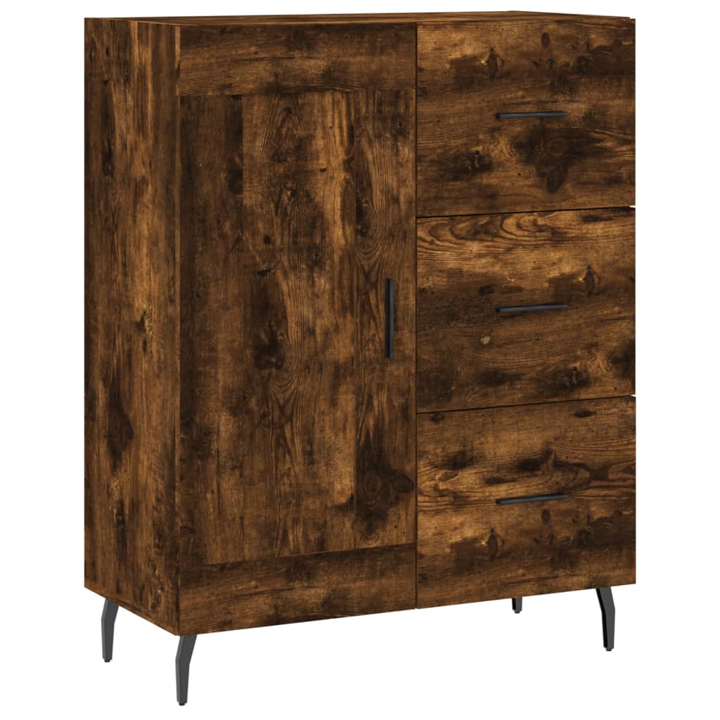Visoka komoda dimljeni hrast 69,5x34x180 cm konstruiranog drva