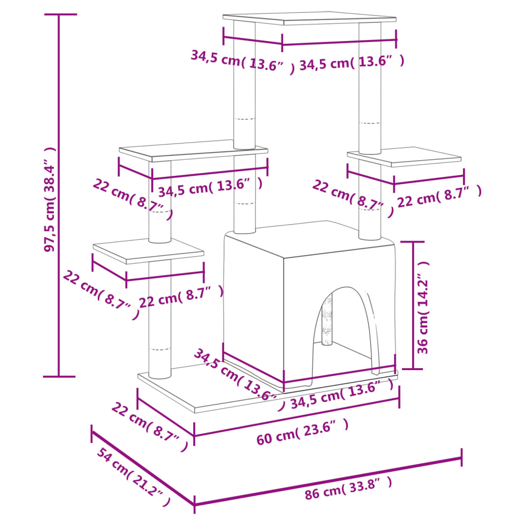 Penjalica za mačke sa stupovima za grebanje svjetlosiva 97,5 cm