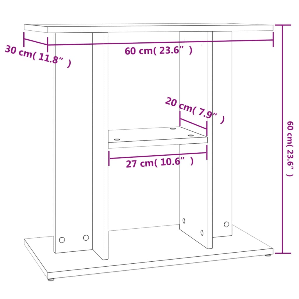 Stalak za akvarij dimljeni hrast 60x30x60 cm Konstruirano drvo