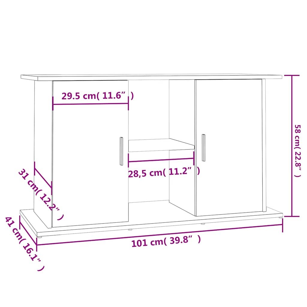 Stalak za akvarij bijeli 101 x 41 x 58 cm od konstruiranog drva