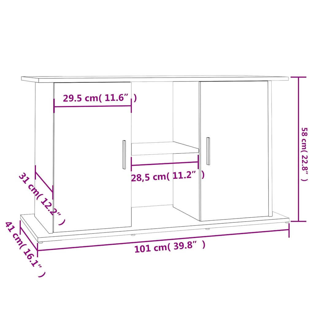 Stalak za akvarij Sonoma hrast 101x41x58 cm Konstruirano drvo