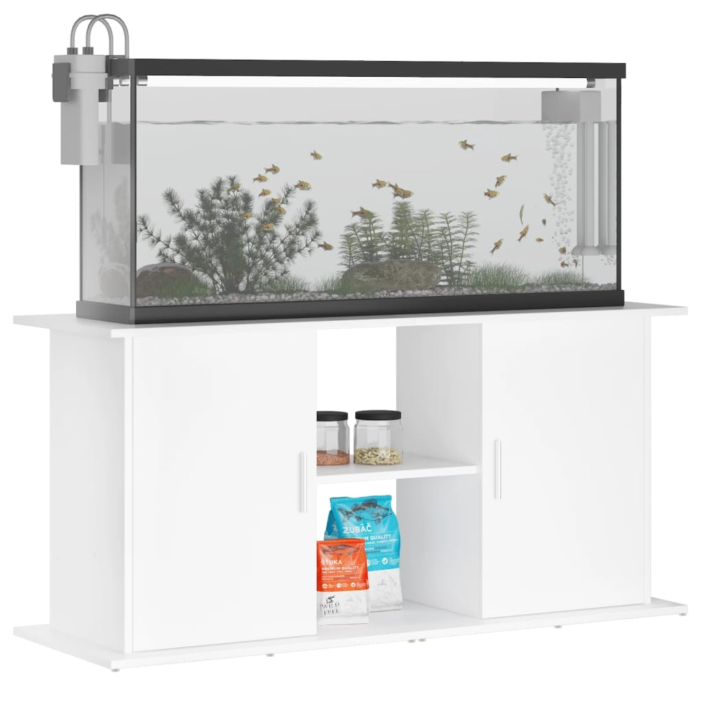 Stalak za akvarij bijeli 121 x 41 x 58 cm od konstruiranog drva