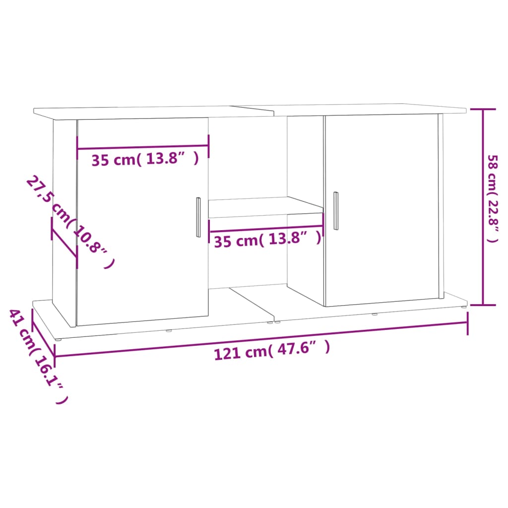 Stalak za akvarij Betonsko-sivi 121x41x58 cm Konstruirano drvo