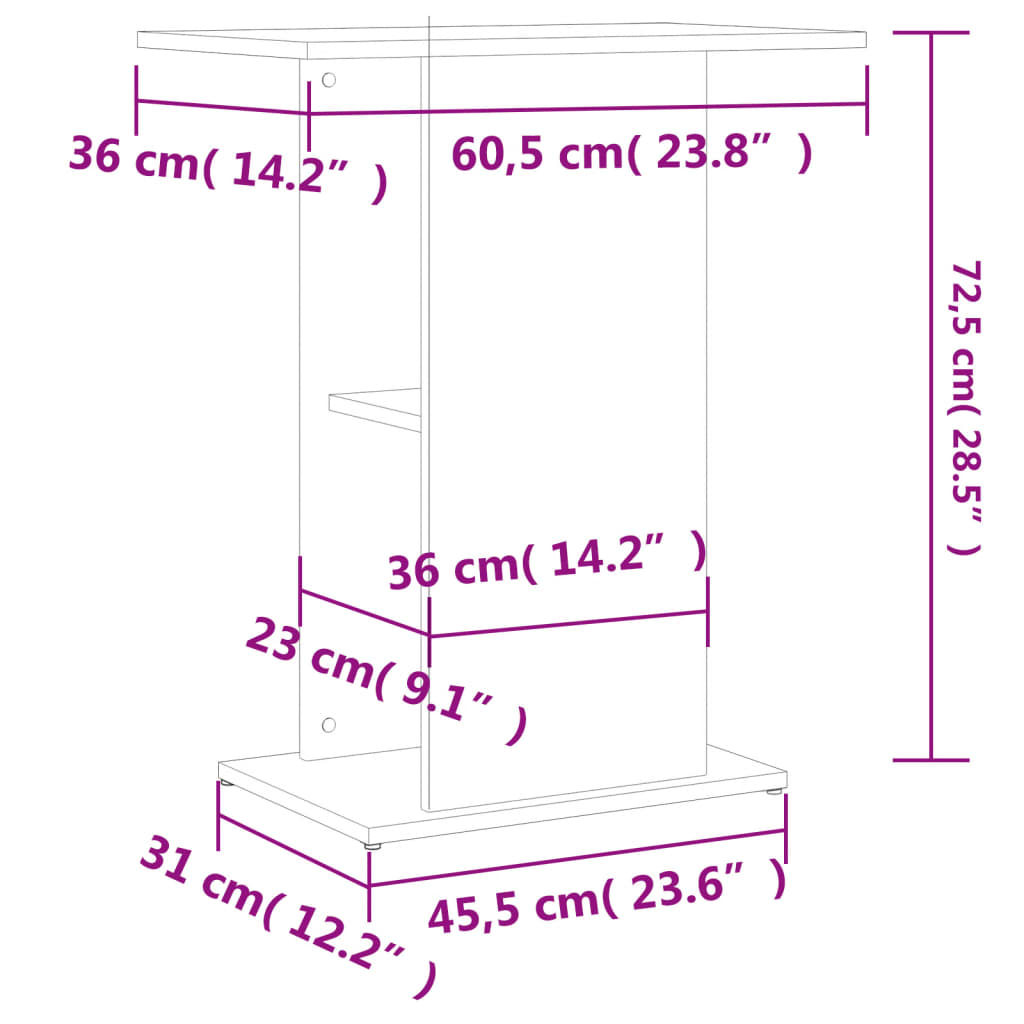 Stalak za akvarij Sonoma hrast 60,5x36x72,5 cm Konstruirano drvo