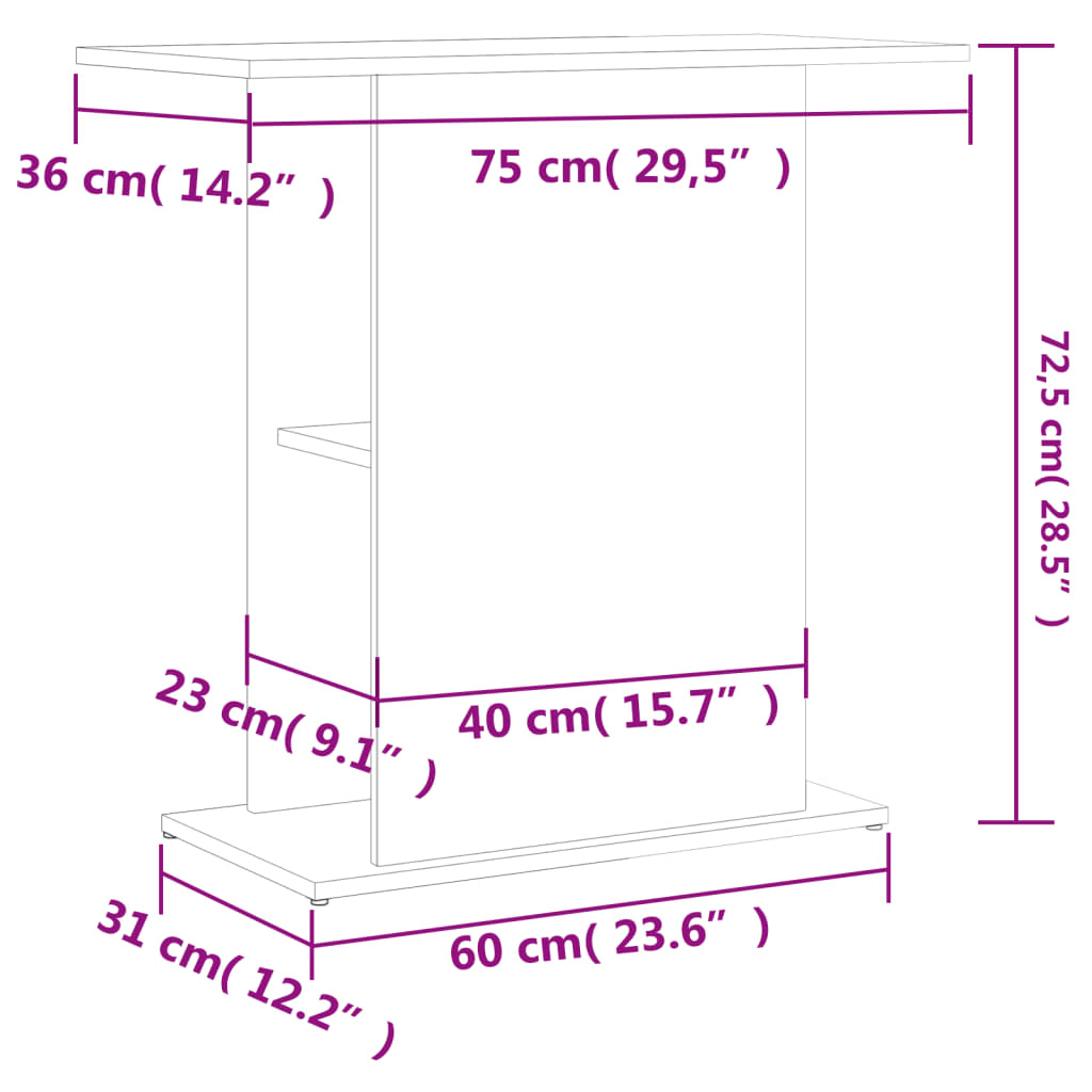Stalak za akvarij boja hrasta 75x36x72,5 cm konstruirano drvo