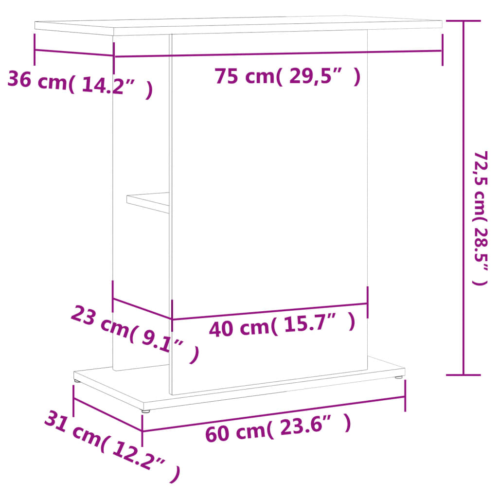 Stalak za akvarij boja hrasta 75x36x72,5 cm konstruirano drvo