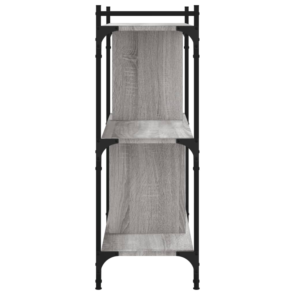 Regal za knjige s 3 razine siva boja hrasta 76x32x88 cm drveni