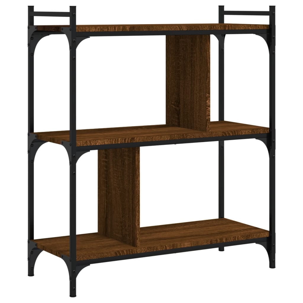 Regal za knjige s 3 razine smeđa boja hrasta 76x32x88 cm drveni
