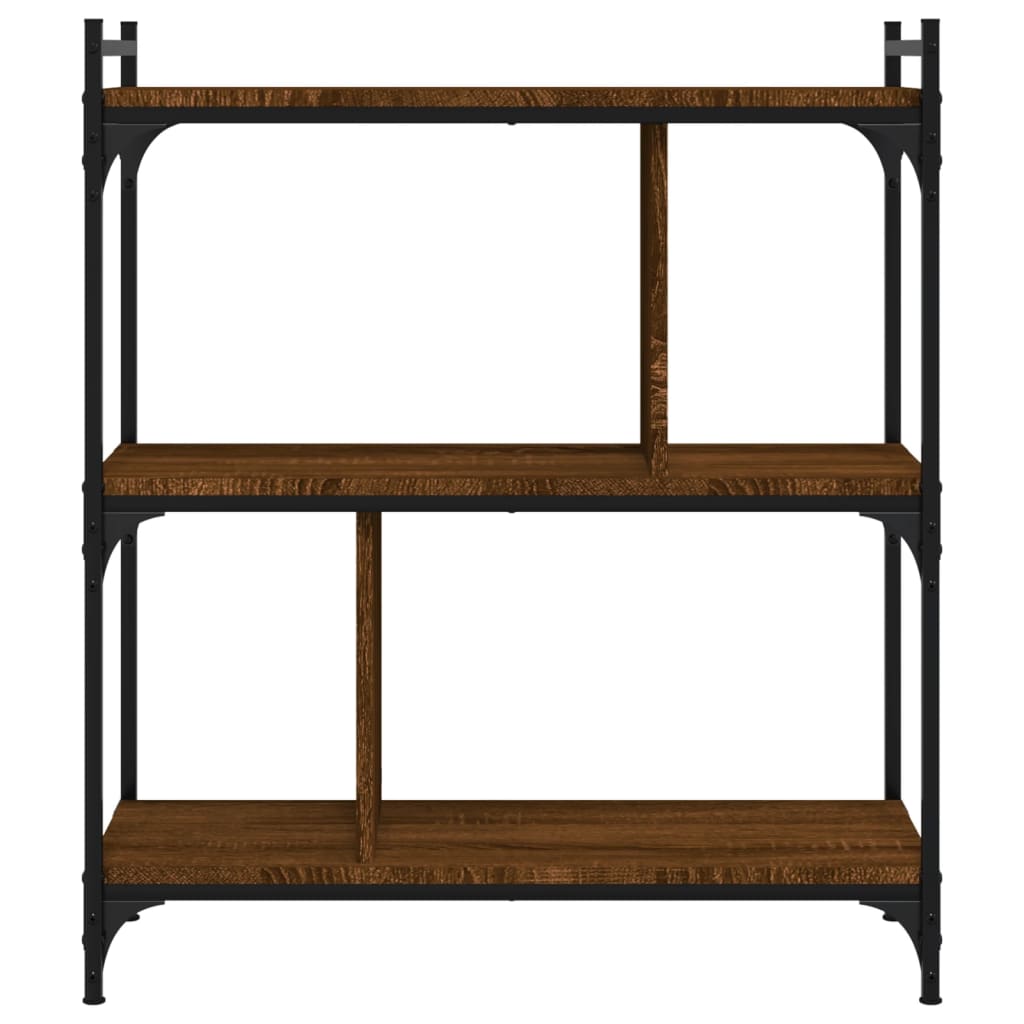 Regal za knjige s 3 razine smeđa boja hrasta 76x32x88 cm drveni