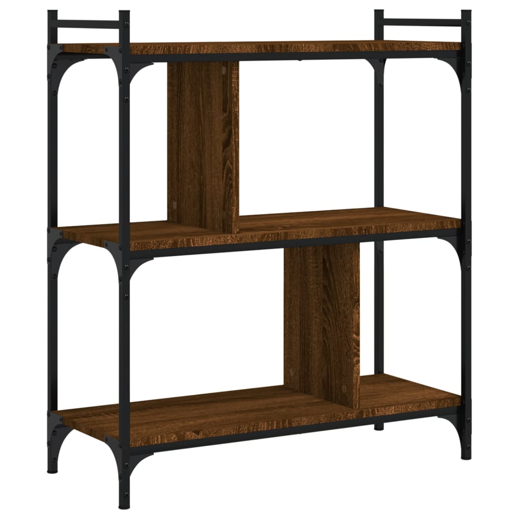 Regal za knjige s 3 razine smeđa boja hrasta 76x32x88 cm drveni