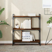 Regal za knjige s 3 razine smeđa boja hrasta 76x32x88 cm drveni