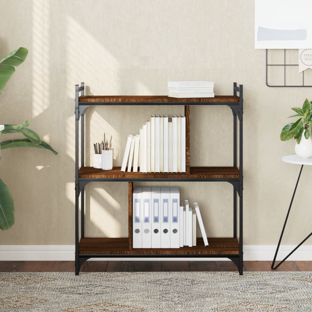 Regal za knjige s 3 razine smeđa boja hrasta 76x32x88 cm drveni
