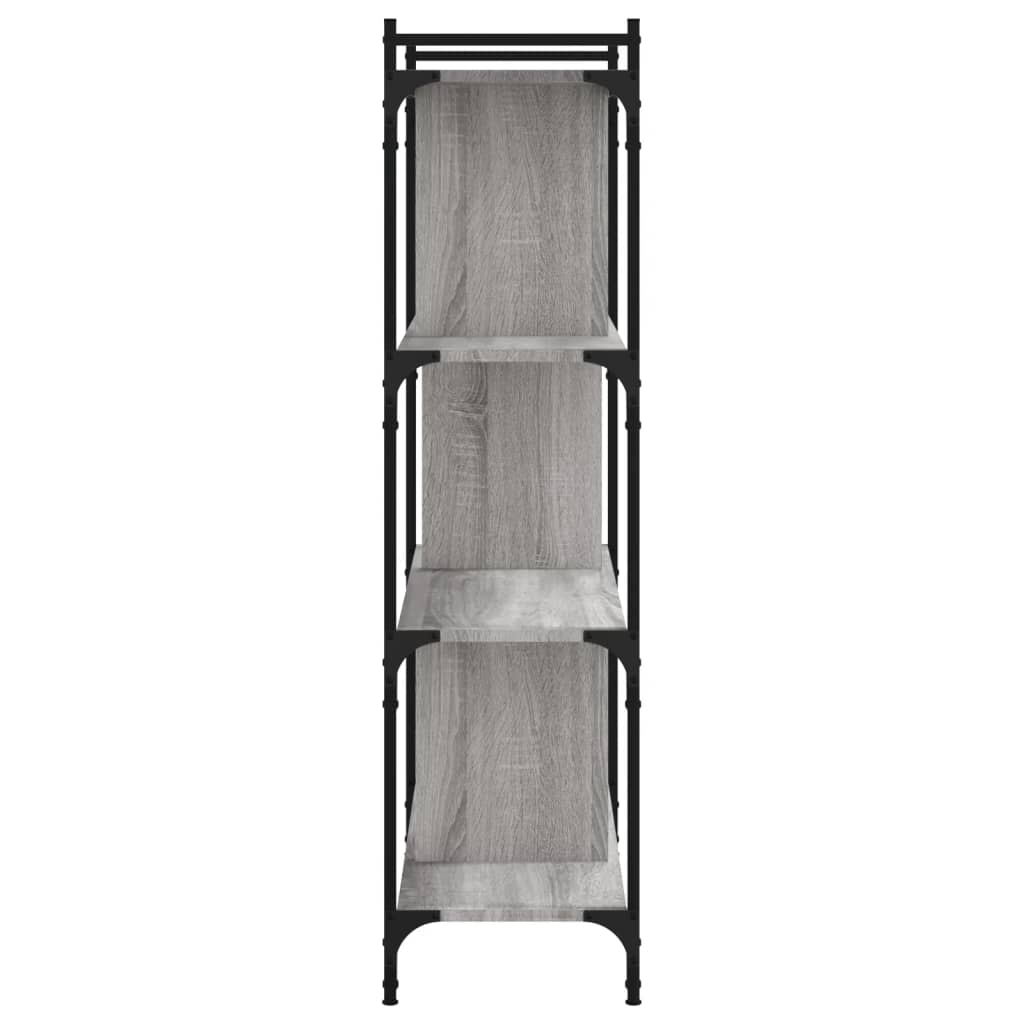 Regal za knjige 4 razine siva boja hrasta 76x32x123 cm drveni