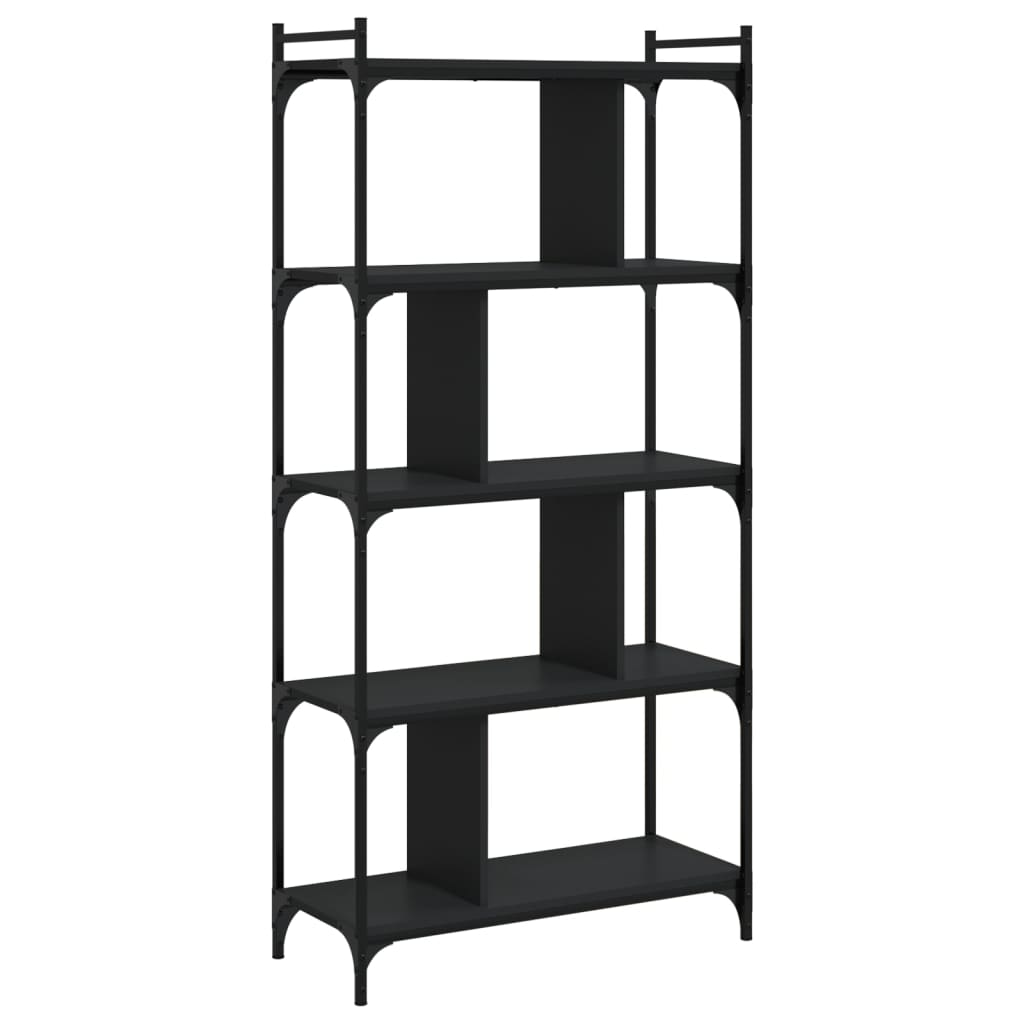 Regal za knjige s 5 razina crni 76x32x158 cm konstruirano drvo