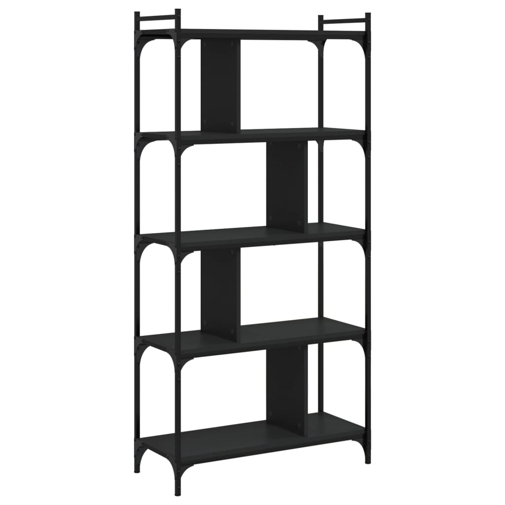 Regal za knjige s 5 razina crni 76x32x158 cm konstruirano drvo