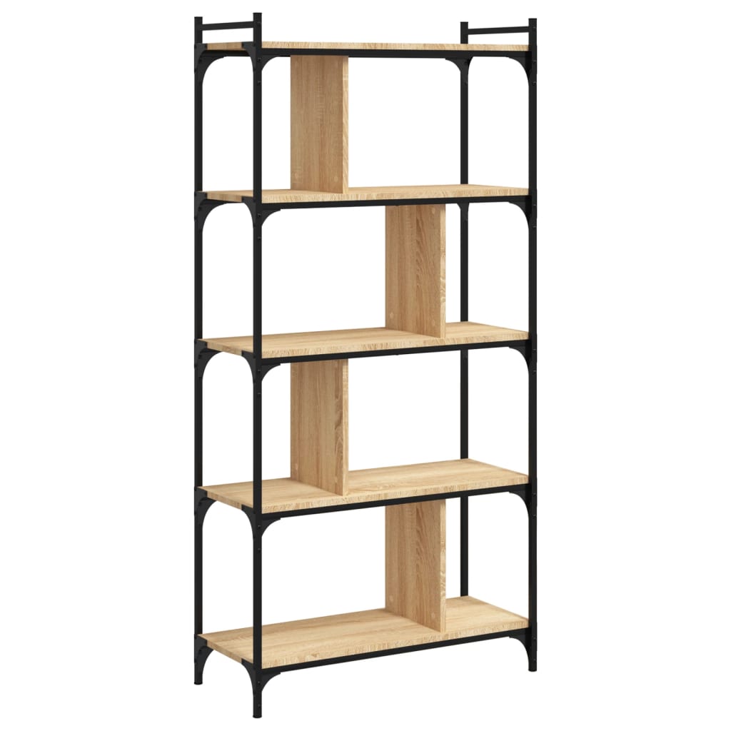 Regal za knjige s 5 razina boja hrasta 76 x 32 x 158 cm drveni