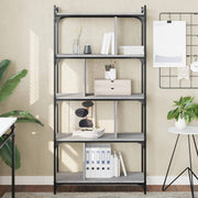 Regal za knjige s 5 razina siva boja hrasta 76x32x158 cm drveni