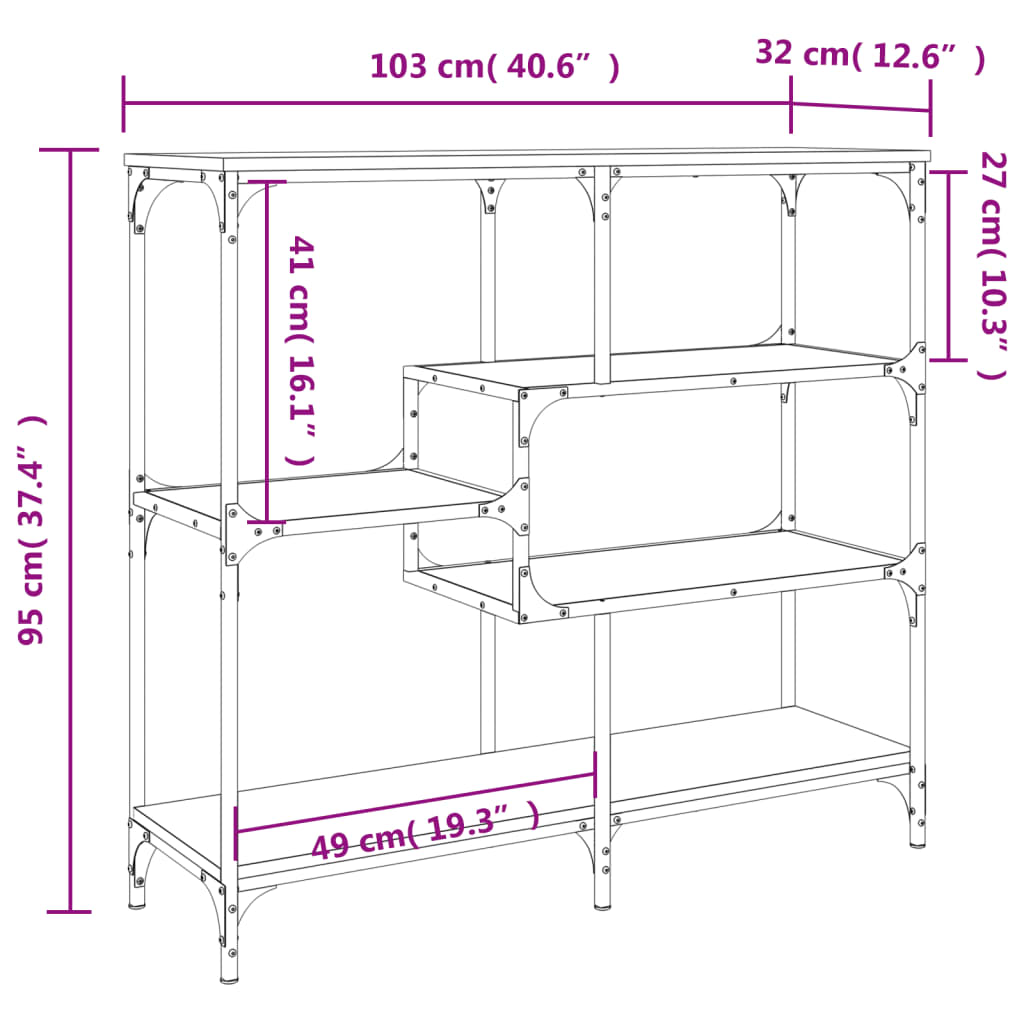 Konzolni stol boja hrasta 103x32x95 cm od konstruiranog drva