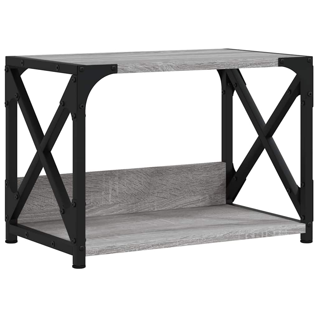 Stalak za pisač 2 razine siva boja hrasta 44x26x31,5 cm drveni