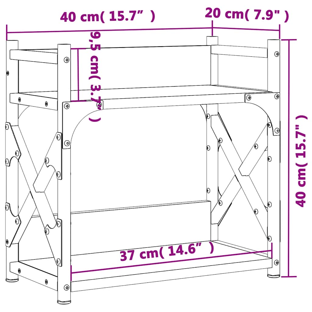 Stalak za pisač s 2 razine crni 40x20x40 cm konstruirano drvo