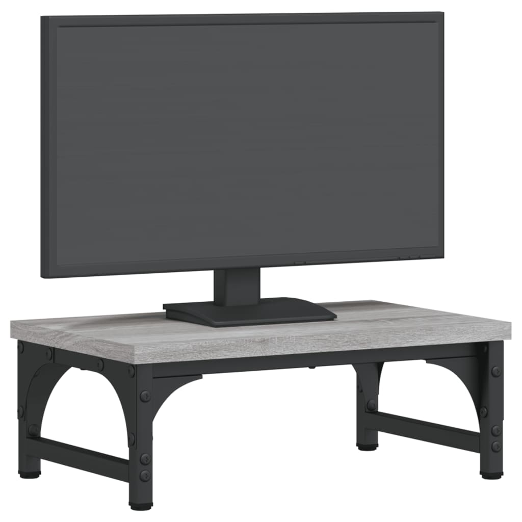 Stalak za monitor siva boja hrasta 37x23x14cm konstruirano drvo