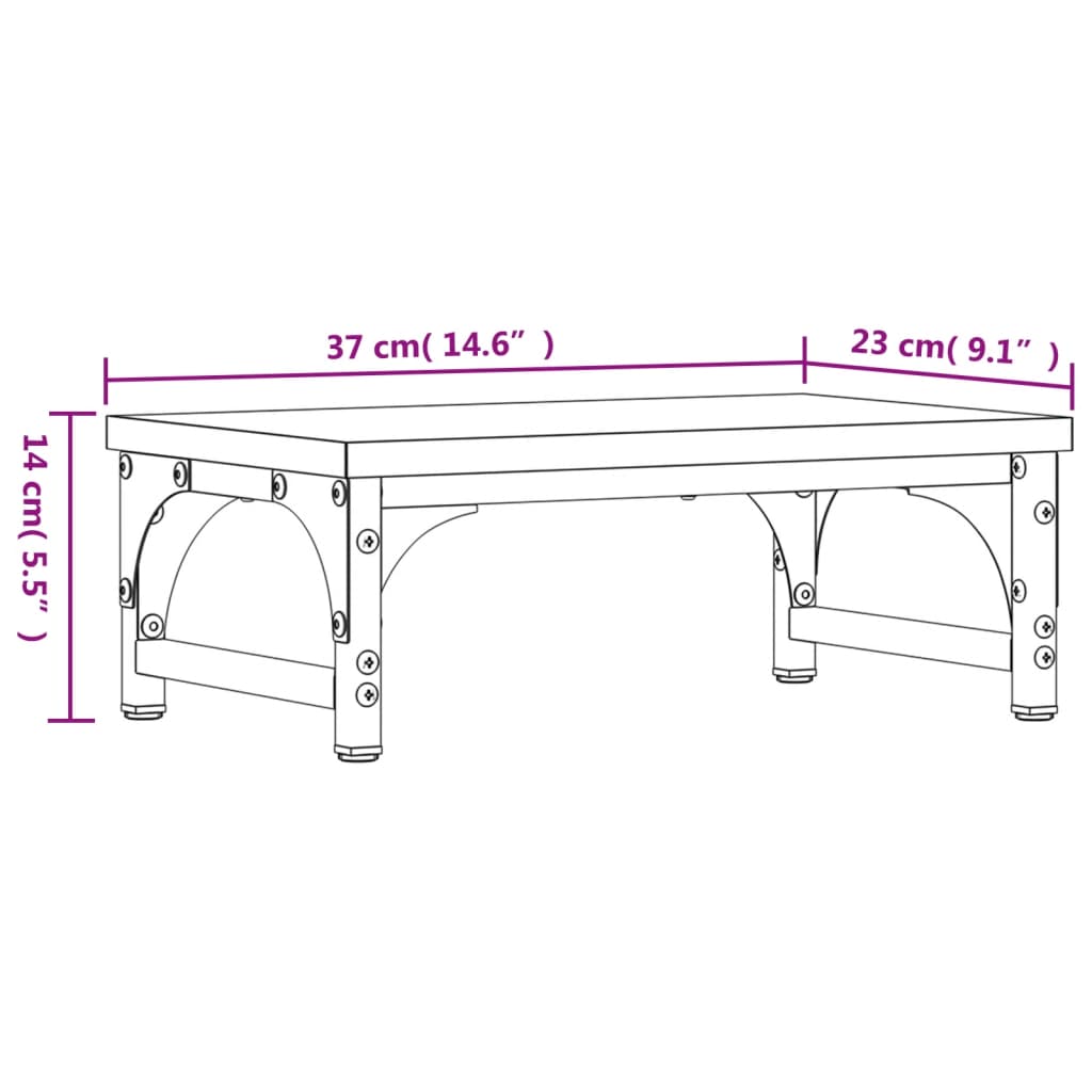 Stalak za monitor siva boja hrasta 37x23x14cm konstruirano drvo