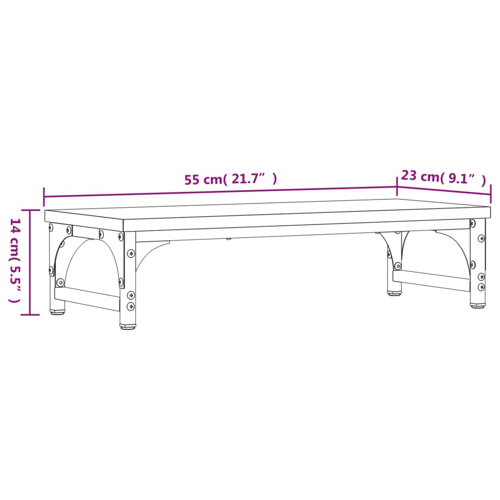 Stalak za monitor boja hrasta 55 x 23 x 14 cm konstruirano drvo