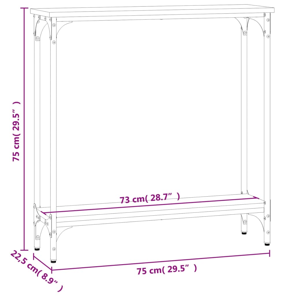 Konzolni stol boja hrasta 75 x 22,5 x 75 cm konstruirano drvo