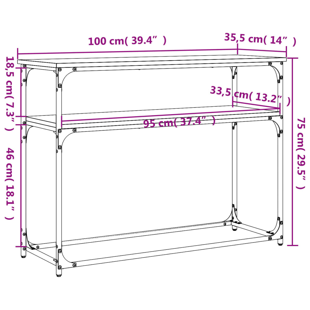 Konzolni stol boja hrasta 100 x 35,5 x 75 cm konstruirano drvo