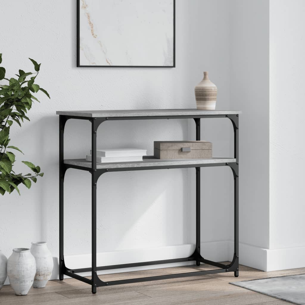 Konzolni stol siva boja hrasta 75x35,5x75 cm konstruirano drvo