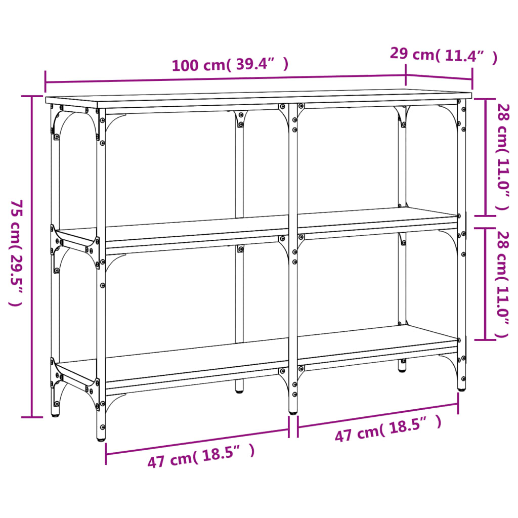 Konzolni stol boja hrasta 100x29x75 cm od konstruiranog drva
