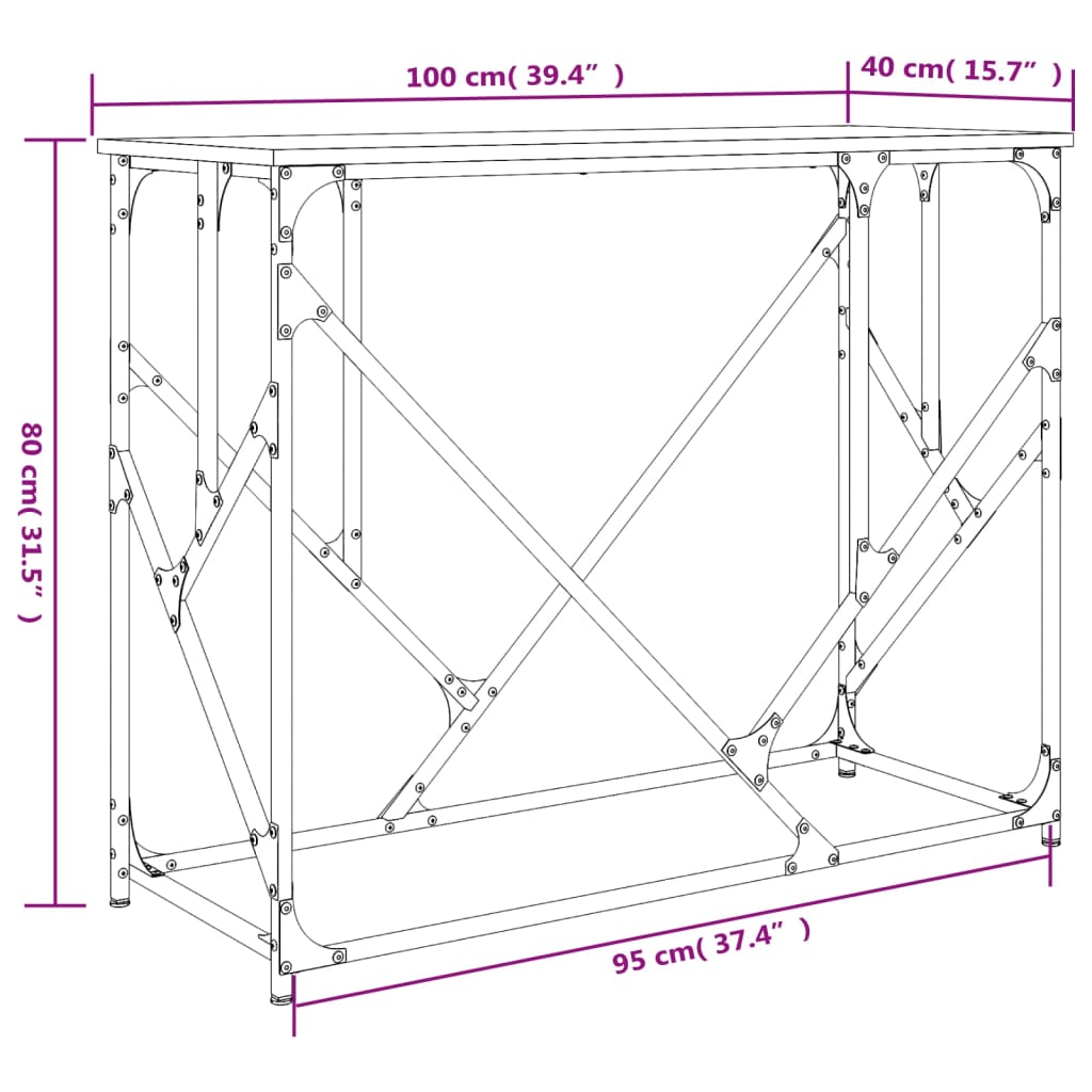 Konzolni stol boja smeđeg hrasta 100x40x80 cm konstruirano drvo