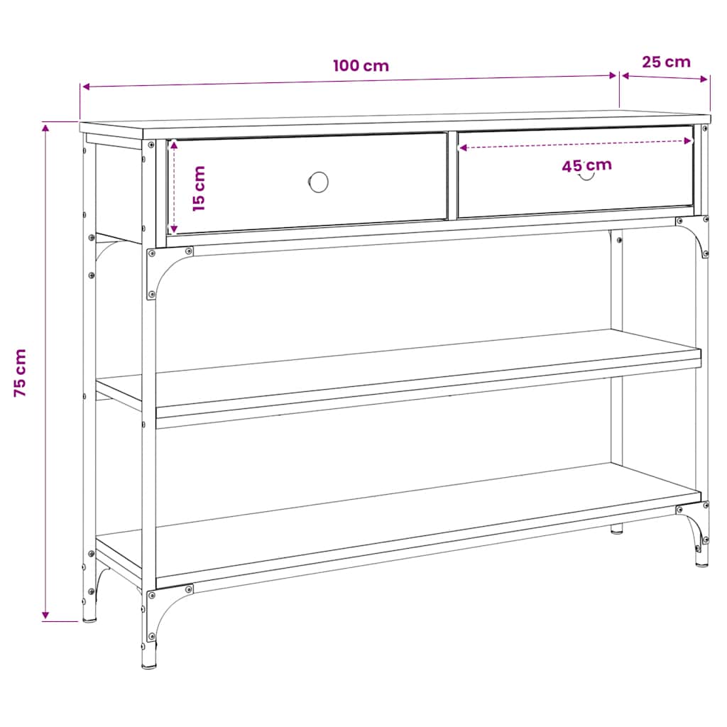 Konzolni stol boja hrasta sonome 100x25x75 cm konstruirano drvo