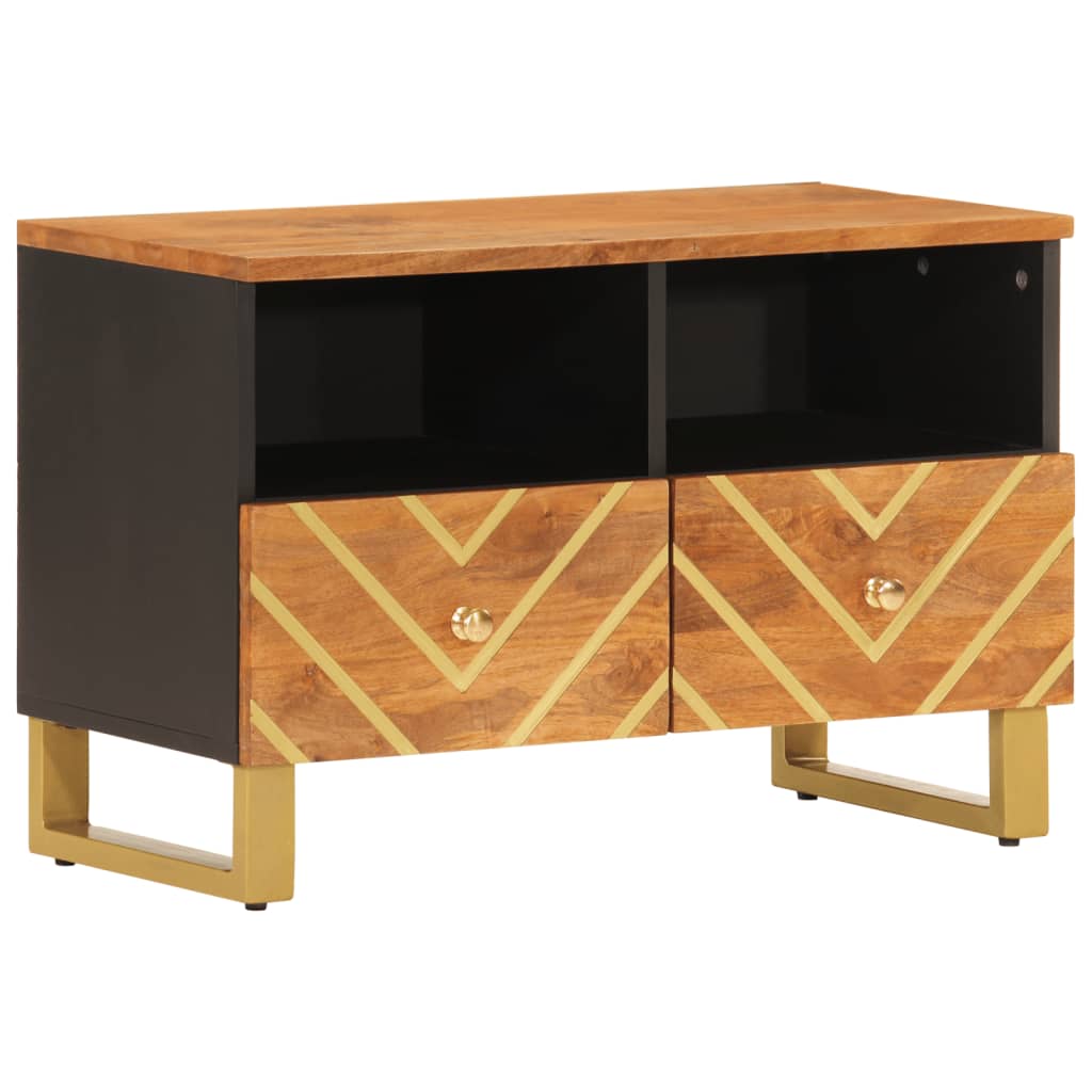 TV ormarić smeđe-crni 70 x 33,5 x 46 cm od masivnog drva manga