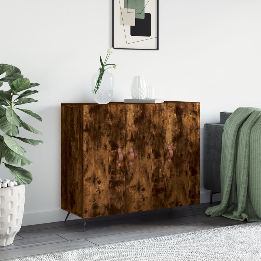 Komoda boja dimljenog hrasta 90 x 34 x 80 cm konstruirano drvo