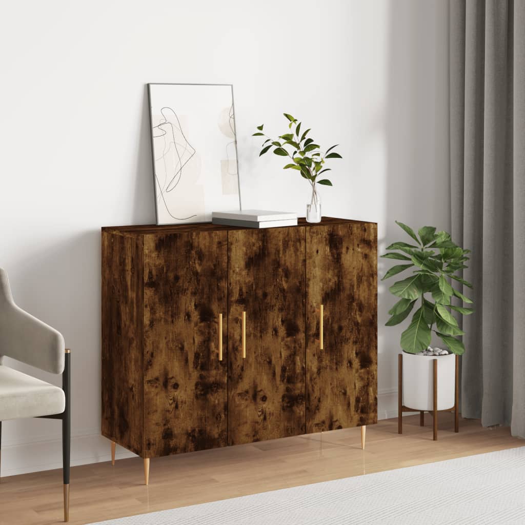 Komoda boja dimljenog hrasta 90 x 34 x 80 cm konstruirano drvo