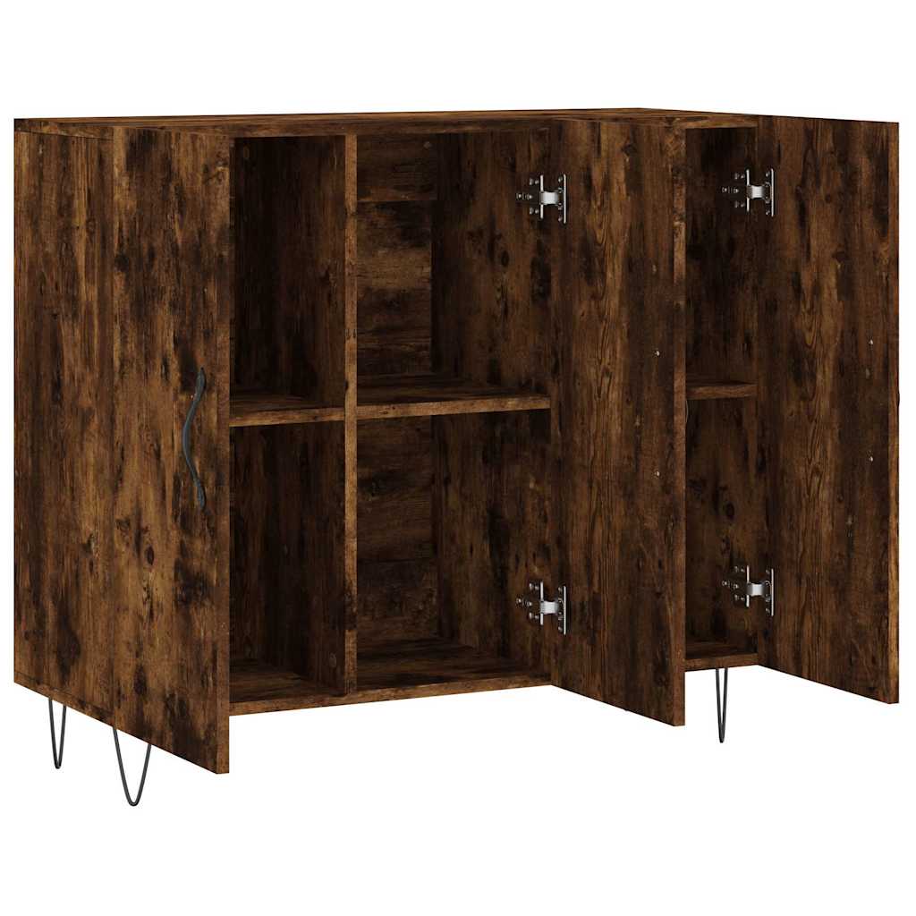 Komoda boja dimljenog hrasta 90 x 34 x 80 cm konstruirano drvo Smeđa