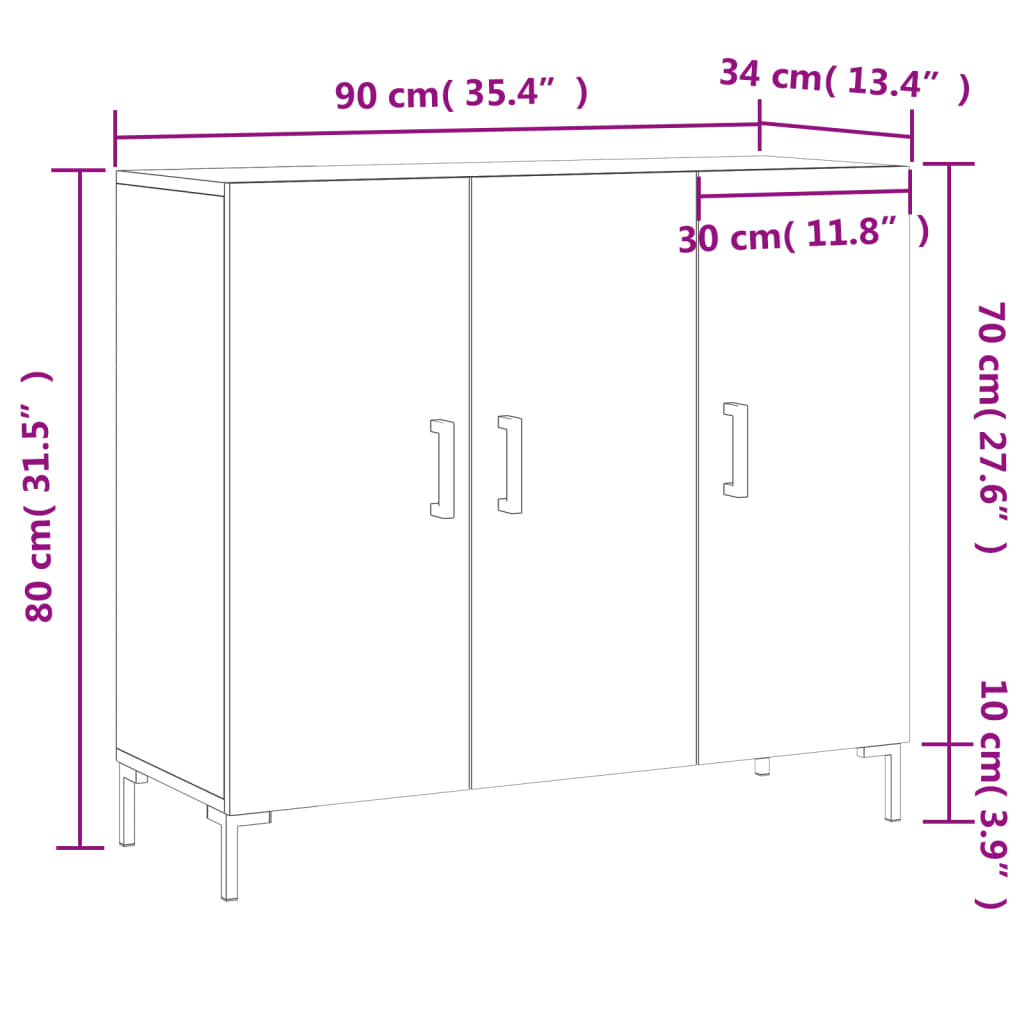 Komoda bijela 90x34x80 cm od konstruiranog drva