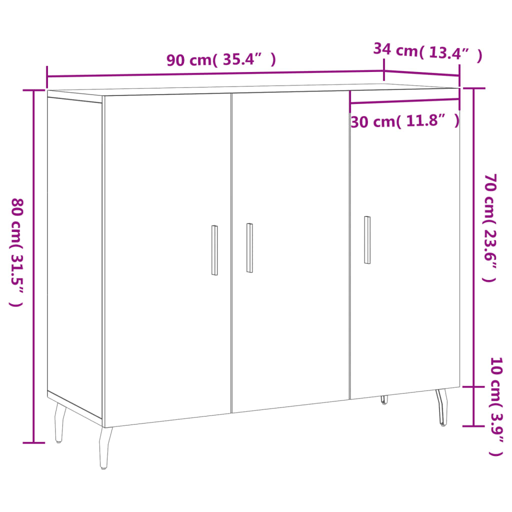 Komoda bijela 90x34x80 cm od konstruiranog drva