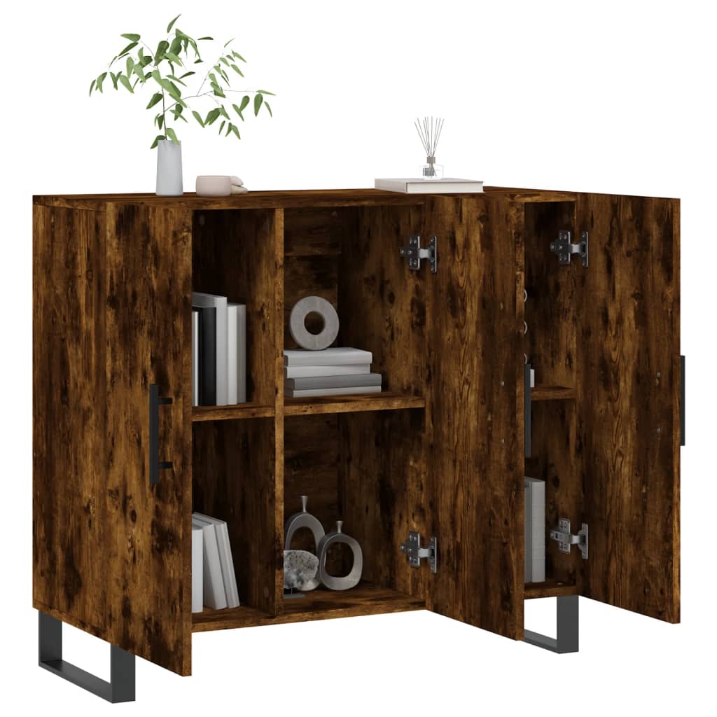 Komoda boja dimljenog hrasta 90 x 34 x 80 cm konstruirano drvo