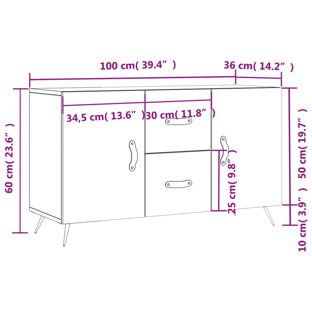 Komoda boja hrasta sonome 100x36x60 cm od konstruiranog drva