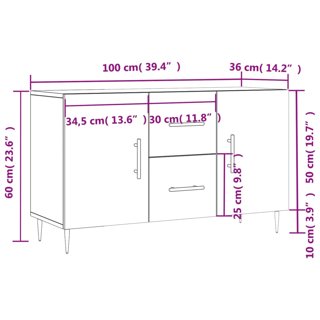 Komoda boja hrasta sonome 100 x 36 x 60 cm konstruirano drvo