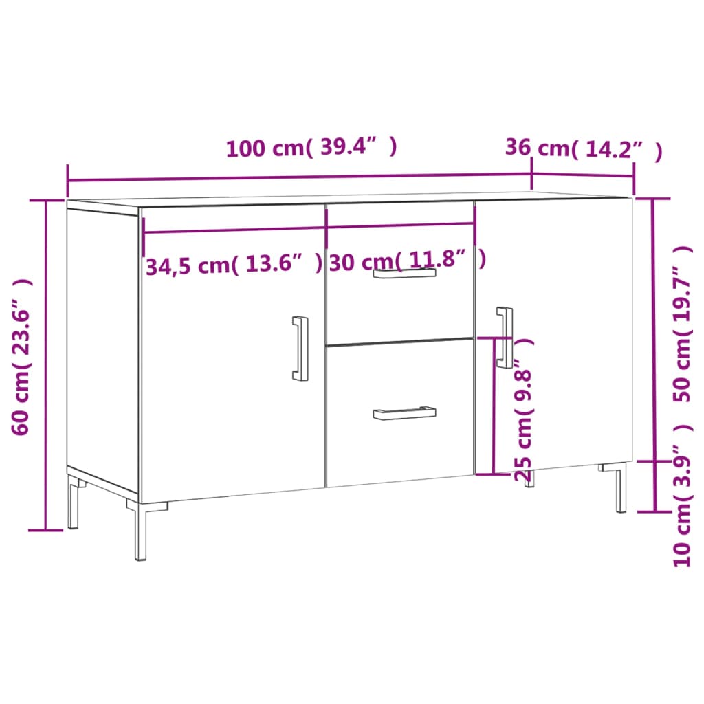 Komoda siva boja betona 100x36x60 cm od konstruiranog drva
