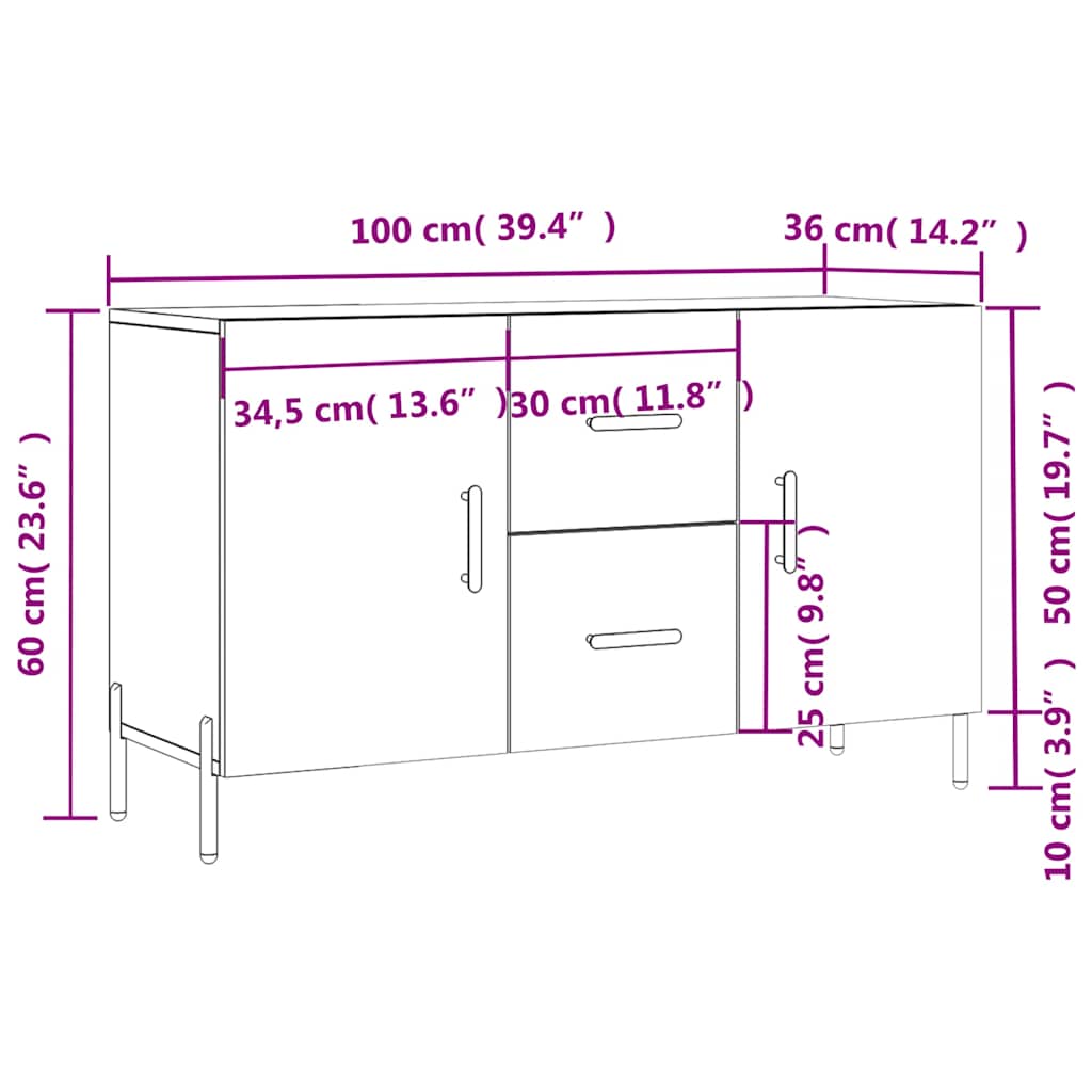 Komoda boja hrasta sonome 100x36x60 cm od konstruiranog drva
