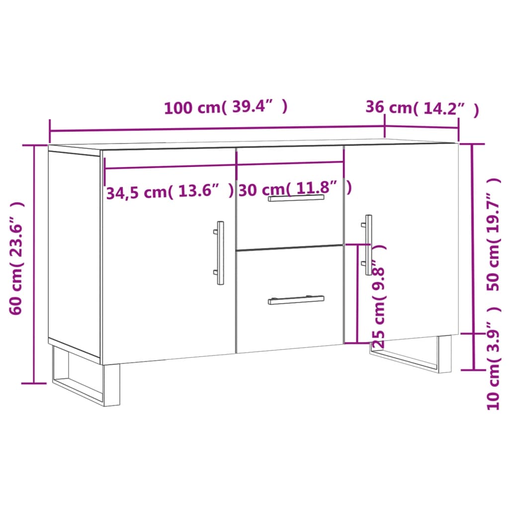 Komoda boja hrasta sonome 100 x 36 x 60 cm konstruirano drvo