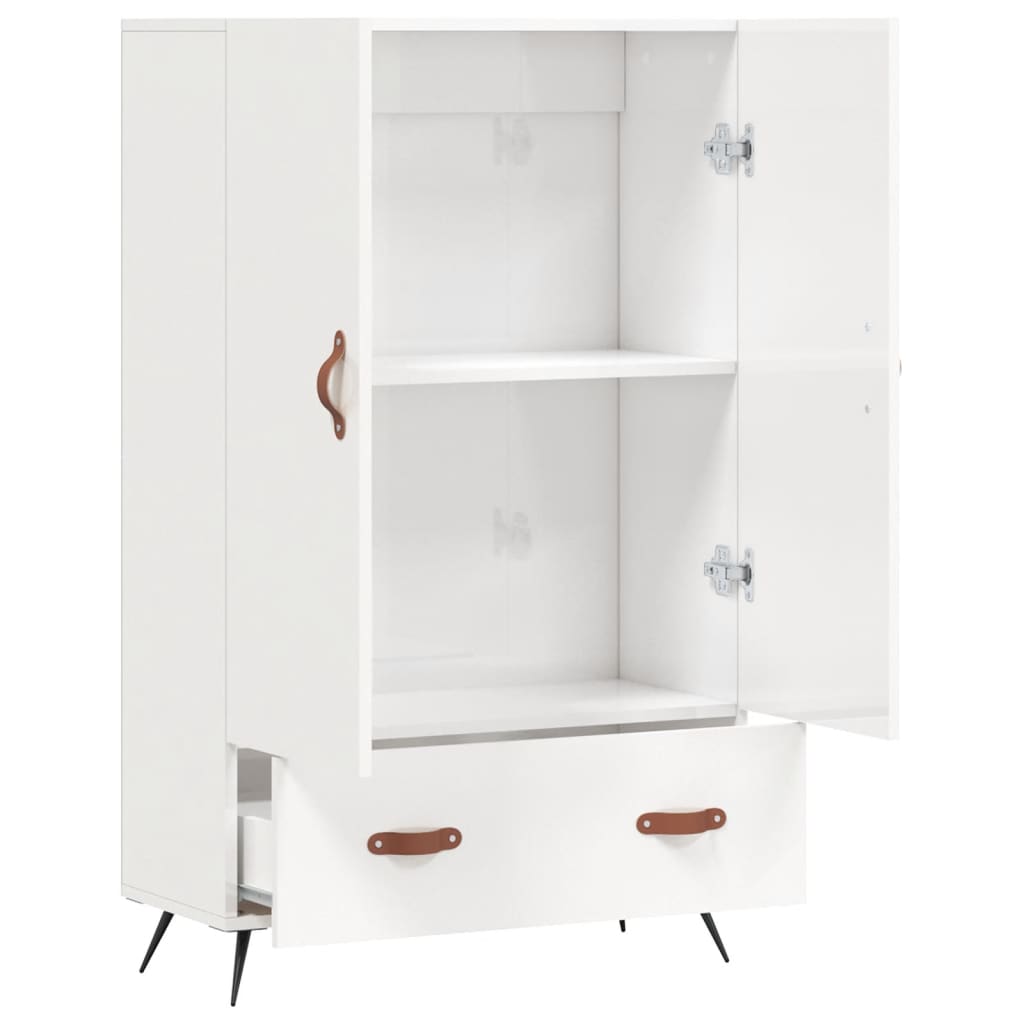 Visoka komoda sjajna bijela 69,5x31x115 cm konstruirano drvo