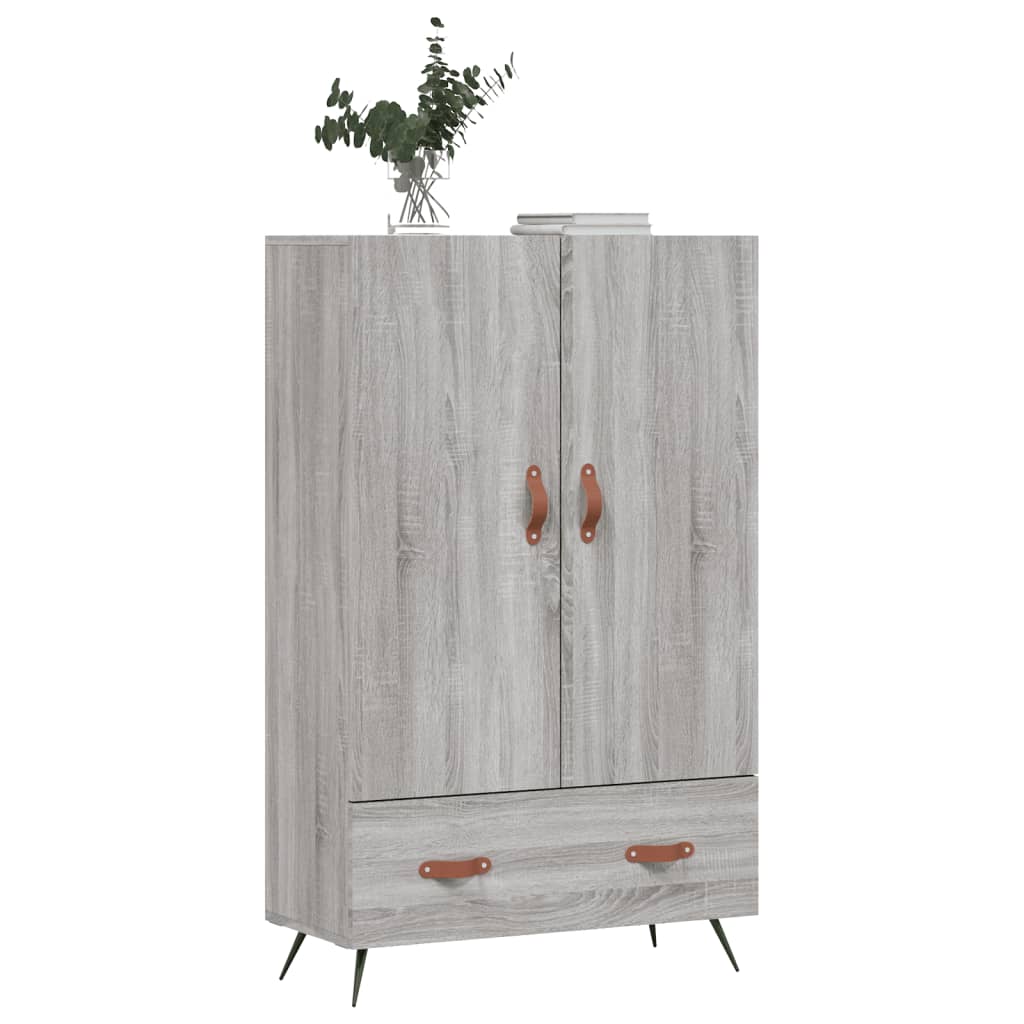 Visoka komoda siva boja hrasta 69,5x31x115 cm konstruirano drvo