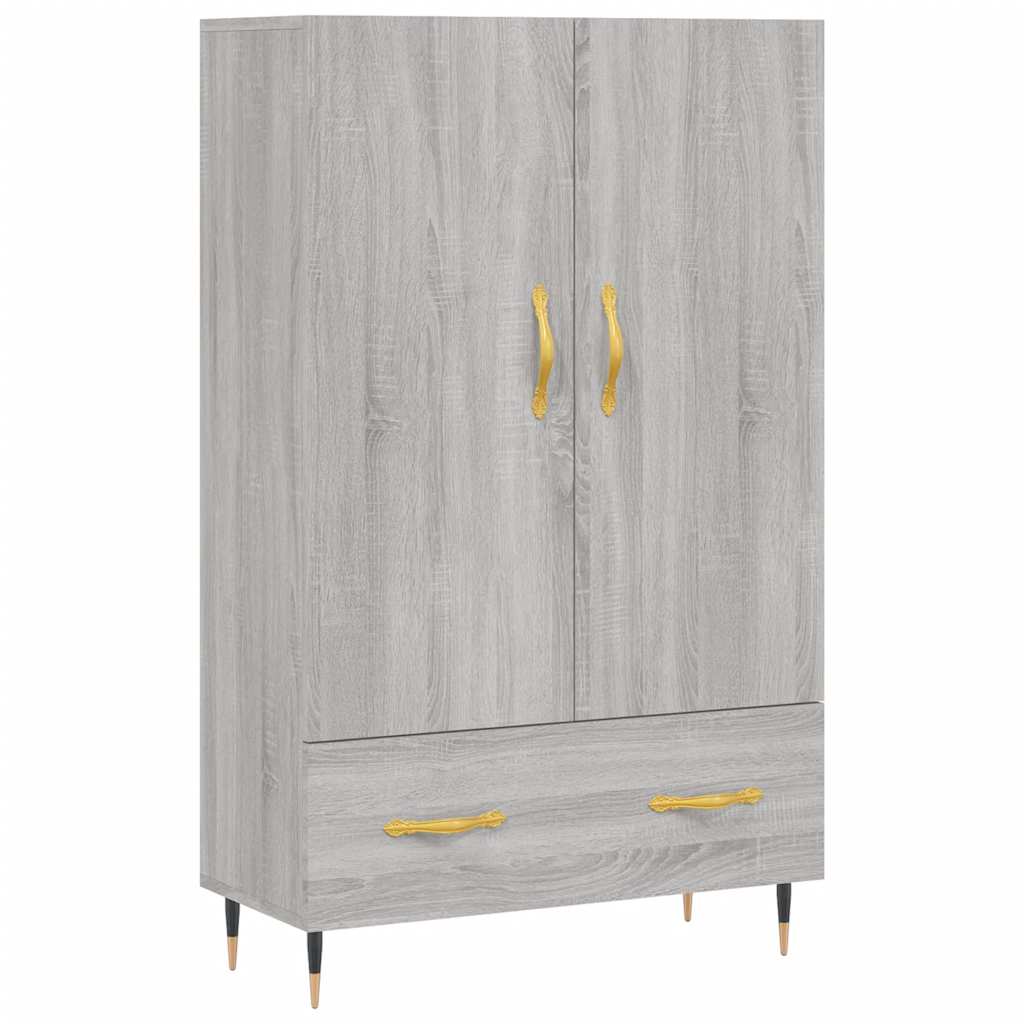 Visoka komoda siva boja hrasta 69,5x31x115 cm konstruirano drvo