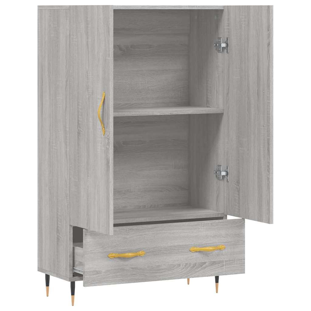 Visoka komoda siva boja hrasta 69,5x31x115 cm konstruirano drvo
